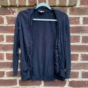 Loft Navy Blue Ruffle Open Cardigan